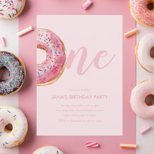  Pink Doughnut Birthday Invitation
