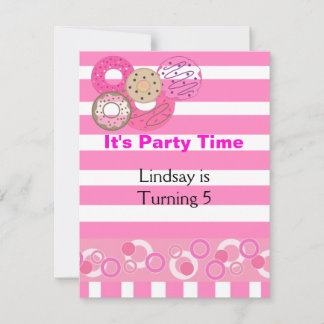 Pink Doughnut Birthday Party Invitation