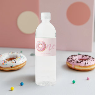 Pink Doughnut Birthday Water Bottle Label