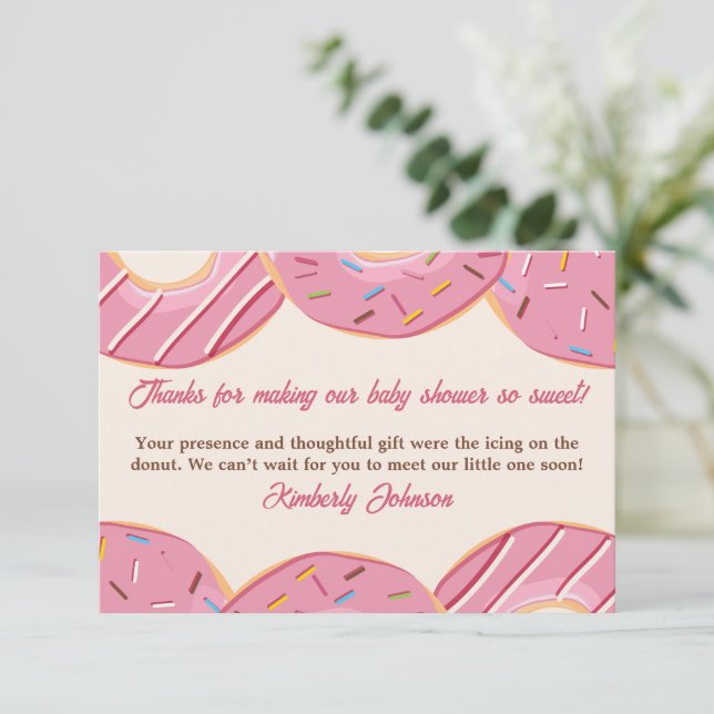 Pink Doughnut Delight  Thank You Card (Standing Front)