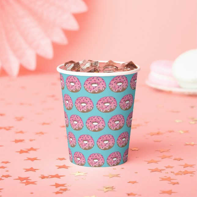 Pink Doughnut Doughnut Birthday Party Breakfast Paper Cups (Insitu)