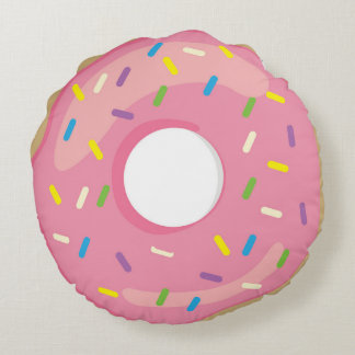 Pink Doughnut Doughnut Round Pillow