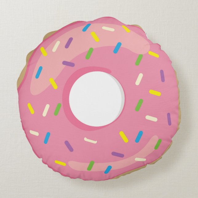Pink Doughnut Doughnut Round Pillow (Back)