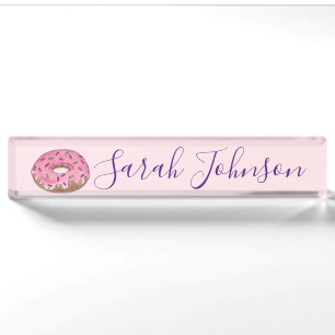 Pink Doughnut Doughnut Sprinkles Frosting Foodie Nameplate