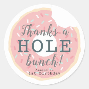 Pink Doughnut Girl's Birthday Thank You Classic Round Sticker