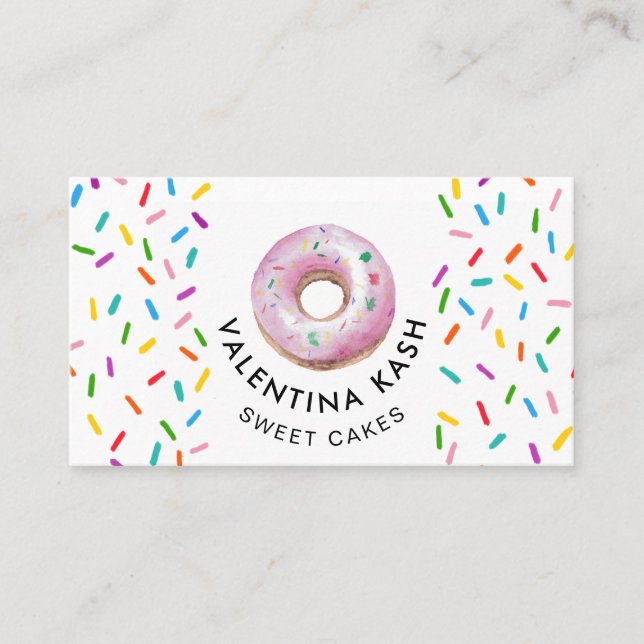 Pink Doughnut Logo Business Card (Front)