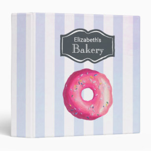 Pink Doughnut On Purple Stripes Bakery Recipes Binder