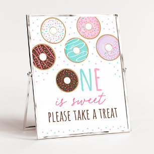 Pink Doughnut One Is Sweet Birthday Treat Sign