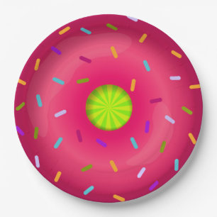 Pink doughnut paper plate
