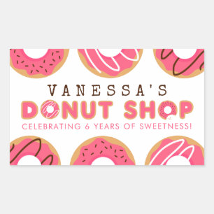 Pink Doughnut Shop Birthday Party Sticker