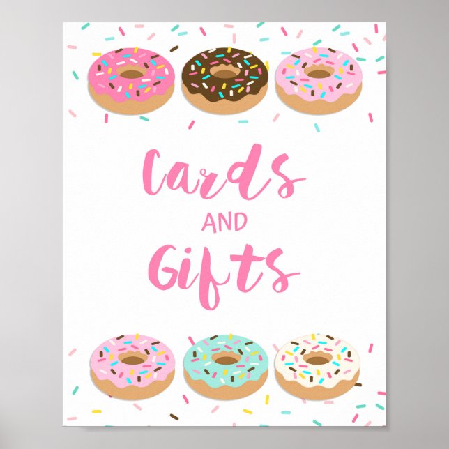 Pink Doughnut Sprinkle Cards & Gifts Sign (Front)