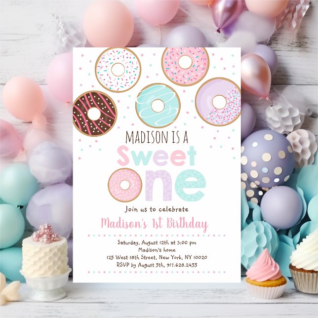 Pink Doughnut Sweet One First Birthday Invitation (Creator Uploaded)