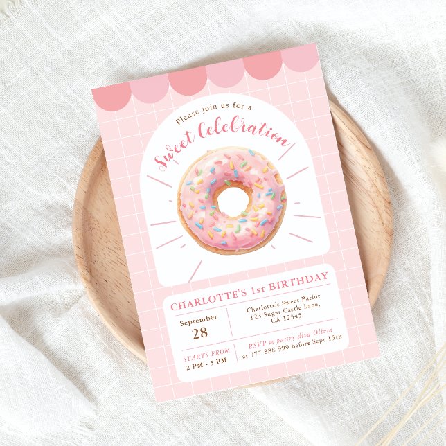Pink Doughnut Sweet Shop Birthday Invitation (Creator Uploaded)