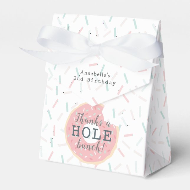 Pink Doughnut Thanks a Hole bunch Birthday Favor Box (Front Side)