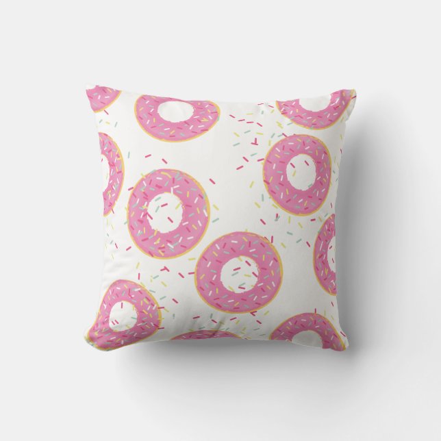 Pink Doughnut Throw Pillow (Front)