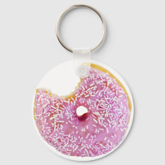pink doughnut with a missing bite key-chain keychain