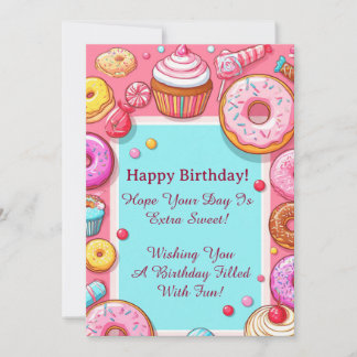 Pink Doughnuts And Cupcakes Party Invitation Frame