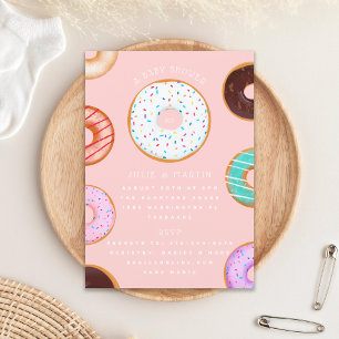 Pink Doughnuts Baby Shower Invitation