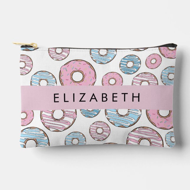 Pink Doughnuts, Blue Doughnuts, Sprinkles, Your Na Accessory Pouch (Front)