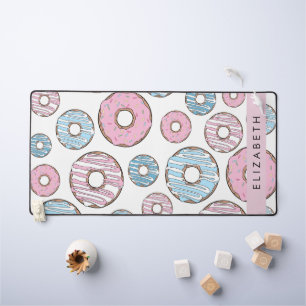 Pink Doughnuts, Blue Doughnuts, Sprinkles, Your Na Desk Mat