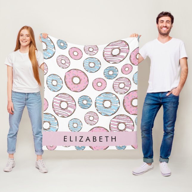 Pink Doughnuts, Blue Doughnuts, Sprinkles, Your Na Fleece Blanket (In Situ)