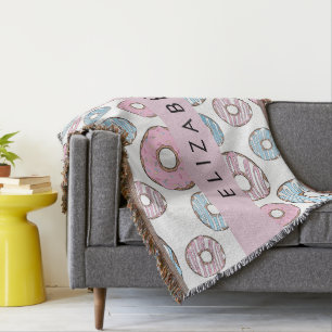 Pink Doughnuts, Blue Doughnuts, Sprinkles, Your Na Throw Blanket