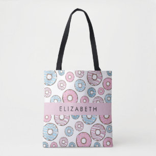 Pink Doughnuts, Blue Doughnuts, Sprinkles, Your Na Tote Bag