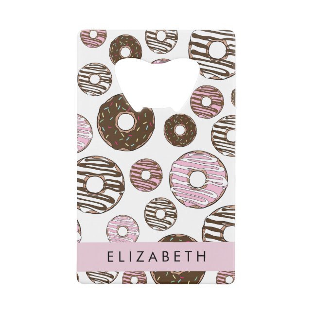 Pink Doughnuts, Brown Doughnuts, Sprinkles, Your N Credit Card Bottle Opener (Front)