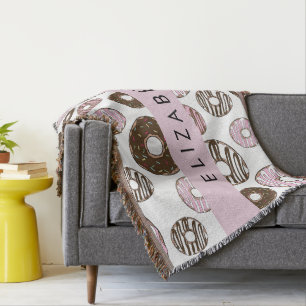 Pink Doughnuts, Brown Doughnuts, Sprinkles, Your N Throw Blanket