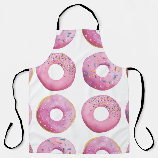 Pink doughnuts, colourful sugar topping pattern. apron (Front)