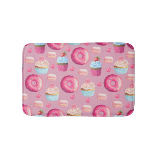 Pink Doughnuts, Cupcakes, and Candies Bath Mat