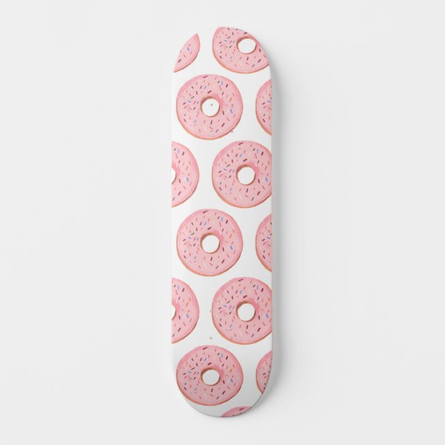 Pink Doughnuts Pattern Skateboard (Front)