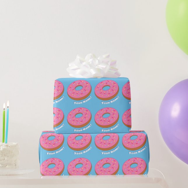 Pink Doughnuts Personalized Toon Food - Custom Nam Wrapping Paper (Party Gifts)
