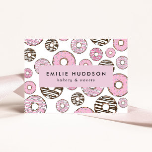 Pink Doughnuts, White Doughnuts, Cake Shop, Pastry Business Card