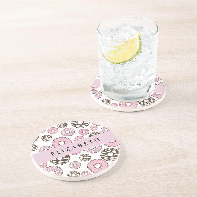 Pink Doughnuts, White Doughnuts, Sprinkles, Your N Coaster (Side)