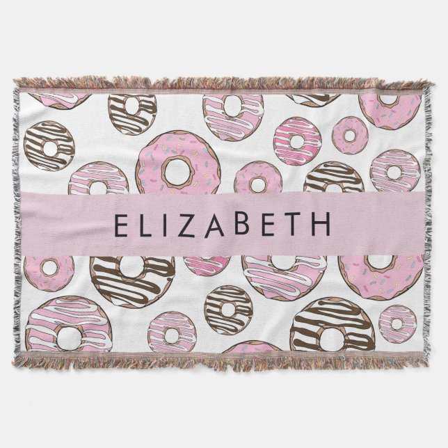 Pink Doughnuts, White Doughnuts, Sprinkles, Your N Throw Blanket (Front)