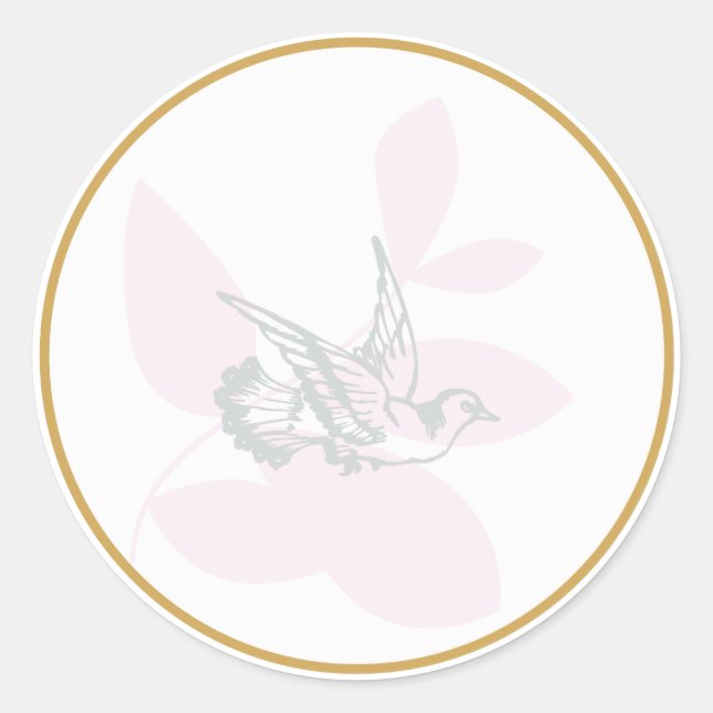 Pink Dove and Branch Baptism Seal/Sticker Classic Round Sticker (Front)