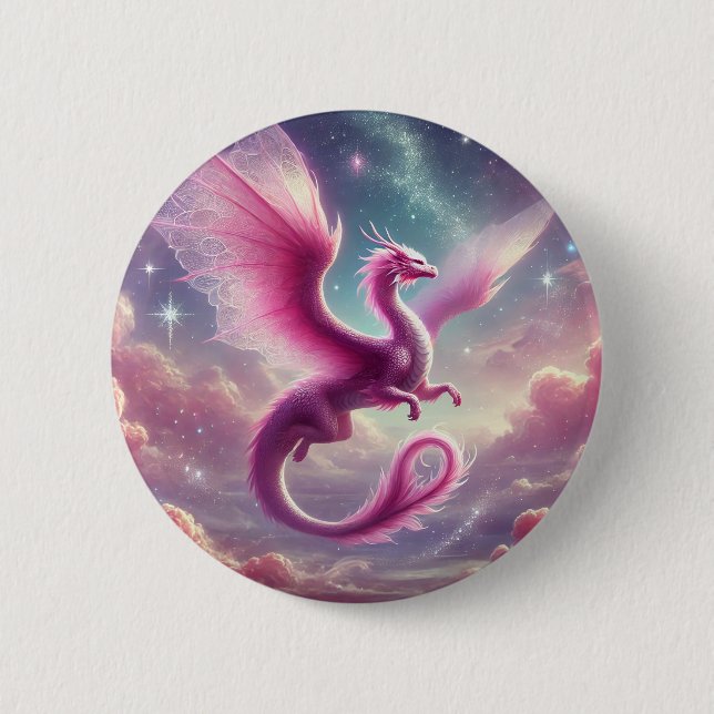 Pink Dragon 2 Inch Round Button (Front)