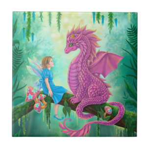 Pink Dragon and fairy Tile