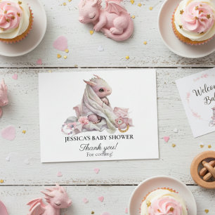 Pink Dragon Baby Shower Thank you Postcard