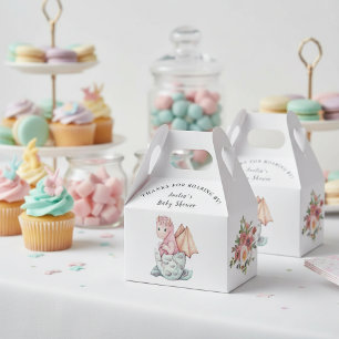 Pink Dragon Baby Shower "Thanks For Roaring By" Favor Box