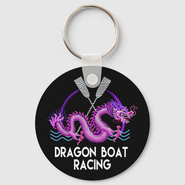 Pink Dragon Boat Racing Keychain (Front)