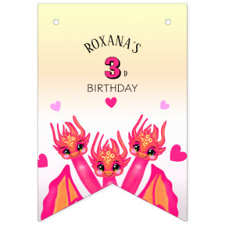 Pink dragon bunting flags