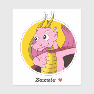 Pink  dragon cartoon Custom-Cut Vinyl Sticker