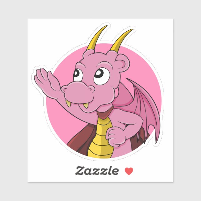 Pink  dragon cartoon Custom-Cut Vinyl Sticker (Sheet)