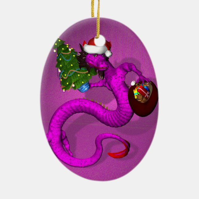 Pink Dragon Ceramic Ornament (Back)