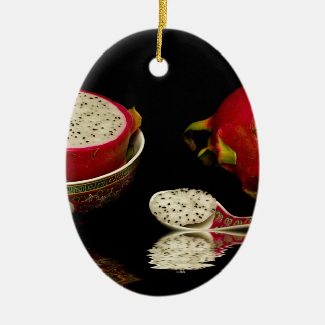 Pink Dragon Fruit Ceramic Ornament (Front)