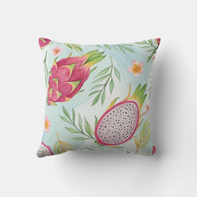 Pink Dragon Fruit  Throw Pillow (Back)