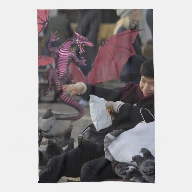 Pink Dragon In Venice Italy Kitchen Towel (Vertical)