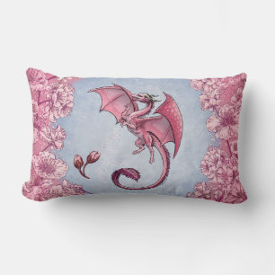 Pink Dragon of Spring Nature Fantasy Art Lumbar Pillow